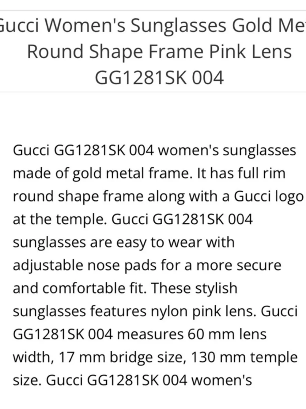 Gucci Gold Aviator Sunglasses with Pink Lenses